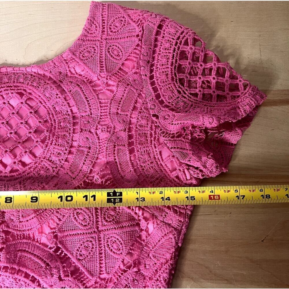 Superdown Pink Vita Open Back Mini Dress Size Small Lace Crochet Cocktail Event - Picture 10 of 12